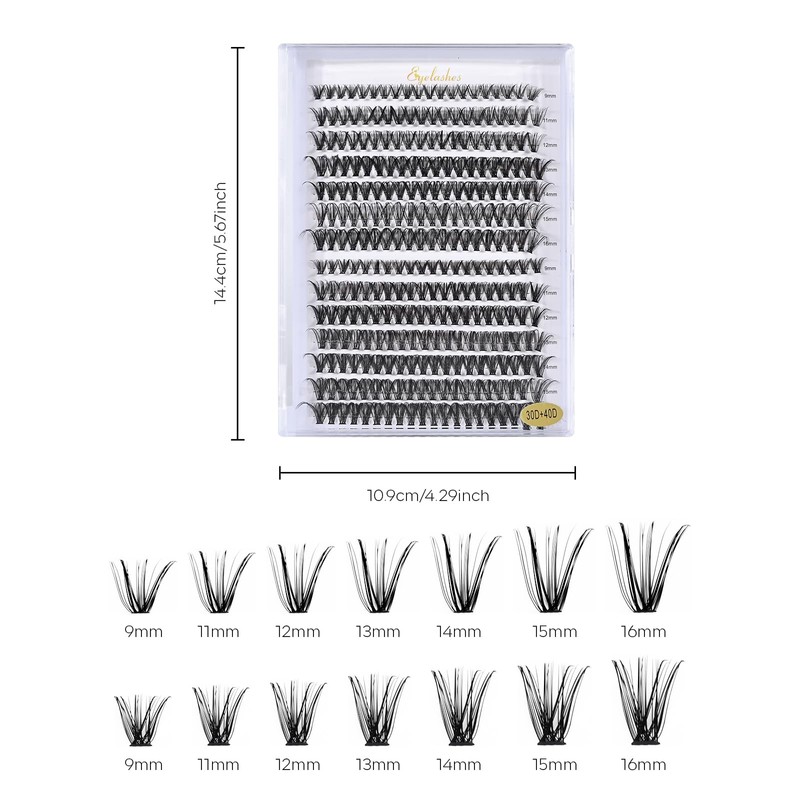FREEORR Lash Extension, 280Pcs DIY Lash Clusters,Natural D Curl Cluster