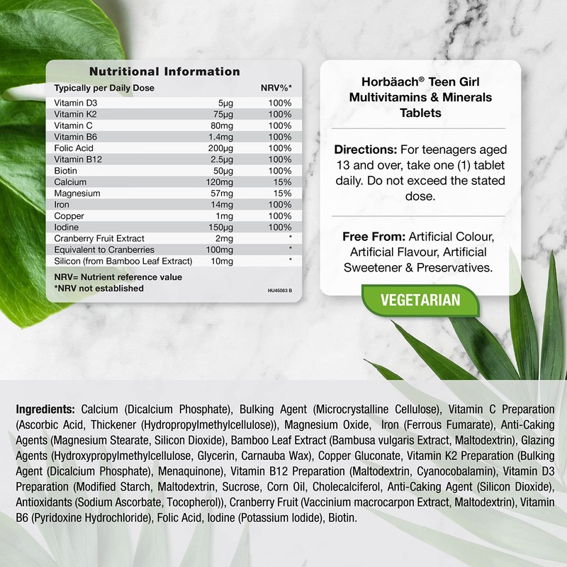 Multivitamins and Minerals for Teen Girls | 120 Tablets |