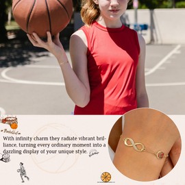 Btysun Basketball Accessories, Basketball Bracelet Stocking Stuffers for Her Gold Bracelets for Women with Infinity Basketballs Party Favors Christmas Game Day Jewelry