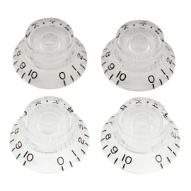 Musiclily Pro Metric Coarse 18-Spline Top Hat Bell Knobs Tone Volume Control Knobs for Epiphone LP SG Style Electric Guitar, Transparent (Set of 4)