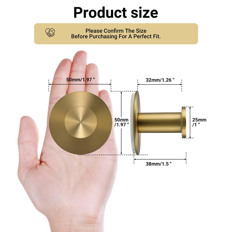 SAYAYO Self Adhesive Hooks for Hanging, Brushed Gold Towel Hook