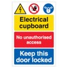 V Safety Electrical cupboard/No unauthorised access/Keep this door locked 150