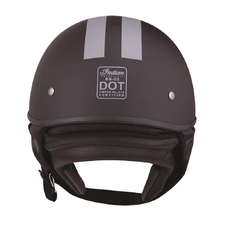 Indian Motorcycle Half Helmet with Gray Stripe, Black