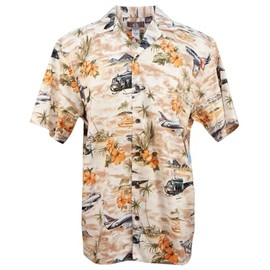 RJC Men's Tropic Air Heroes Military Classics Haiwaiian Shirt (US, Alpha, X-Large, Regular, Regular, Khaki)