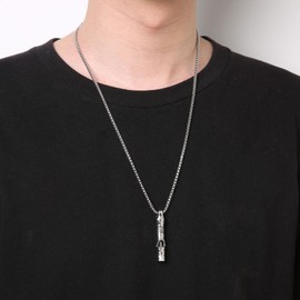 HZMAN Whistle Emergency Necklace for Adults Retro Gothic Wolf Whistle Necklaces Outdoor Survival for Dog Training Camping Hiking Boating Hunting Pendant, Stainless Steel, No Gemstone