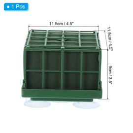 PATIKIL Floral Foam Cage Flower Holder, Square 4.5 x 4.5 x 3.5 Inch Cage Floral Foam with Suction Cups for Flower Arrangement Table Centerpiece