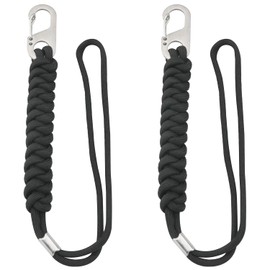 ZZLZX 2PCS Stainless Steel Anti Lost Keychain Outdoor Umbrella Cord Braided Lanyard Flashlight Quick Release Lanyard Mountaineering Bracelet Wrist Strap Clasp 30cm/11.8 inch For Camping Hiking Black
