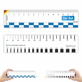 Sachverständigen-Accessoires® Crack Monitor as [Practical Tear Card] Set of 2 | Measuring Gauge | Gap Measure Crack Ruler Crack Width Gauge | Crack Width Ruler | Crack Ruler | Expert