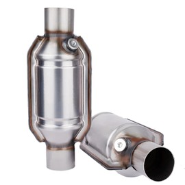 Yeoflagtrade 2.0" Universal Catalytic Converter, 2.0 Inch Inlet/Outle Cat Converter with O2 Port and Heat Shield (EPA Compliant), Set of 2