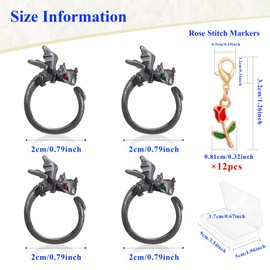 HUISUYTON Dragon Crochet Tension Ring for Finger, 4Pcs Lefties & Righties Crochet Rings, Yarn Guide Ring for Crocheters Knitters Mom Grandma Gifts