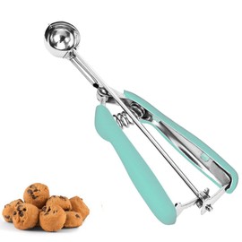 Extra Mini Cookie Scoop for Baking, 1 tsp / 5 ml Cookie Scooper, 18/8 Stainless Steel Cookie Scooper for Baking, Cookie Dough Scoop with Non-slip Grip (Mint)