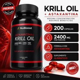 Krill Oil Astaxantina 2400 Mg 200 Cápsulas 100 Porciones