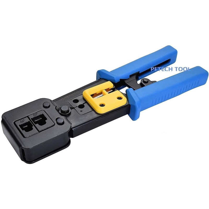 RJ45 Crimp Tool with Cat6 Pass through Shielded/transparent Connectors 20PCS
