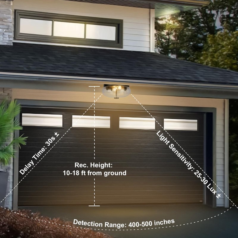 Rosient Motion Sensor Outdoor Ceiling Light, Black Modern Design Ceiling