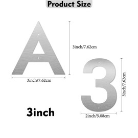 Monlyey 3 Inch Stainless Steel Floating Door Numbers and Metal Letters, Modern Silver Metal House and Mailbox Numbers, Sleek House Address Sign for Home, Apartment, and Garden Decor (Letter B)