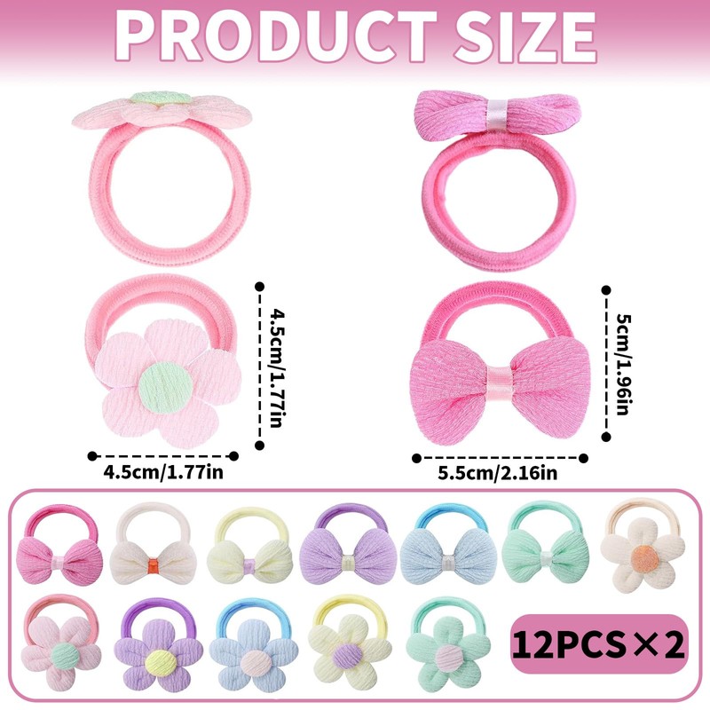 FUYTSUO Pack of 24 Hair Bobbles Girls, Baby Girl Hair