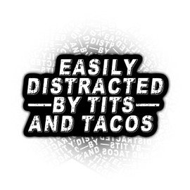 3PCS Easily Distracted by Tits and Tacos Stickers for Kids Teens, Waterproof Vinyl Stickers, Aesthetic Laptop Stickers, Stickers for Water Bottles 2in