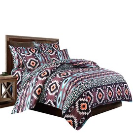 Loussiesd Boho Duvet Cover Set Double Exotic Bohemian Bedding Set Southwest Style Aztec Reversible Bedspread Microfiber Bedding Cover Soft Luxury Comforter Cover with 2 Pillow Shams Zipper 3 Pieces
