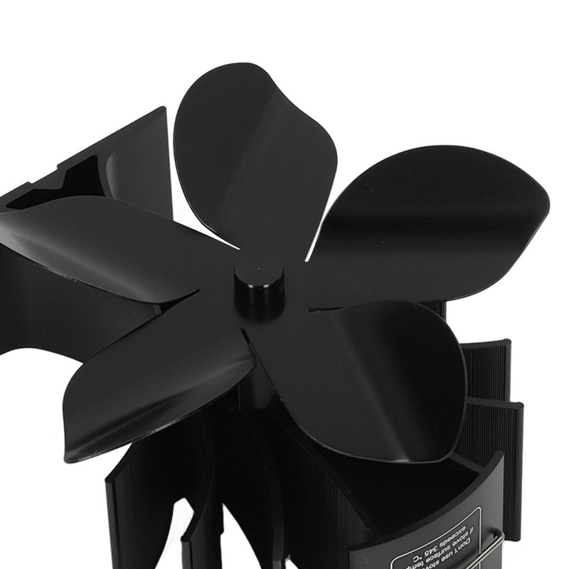 Stove Fan Heat Powered Low Noise Aluminium Alloy 5 Blade