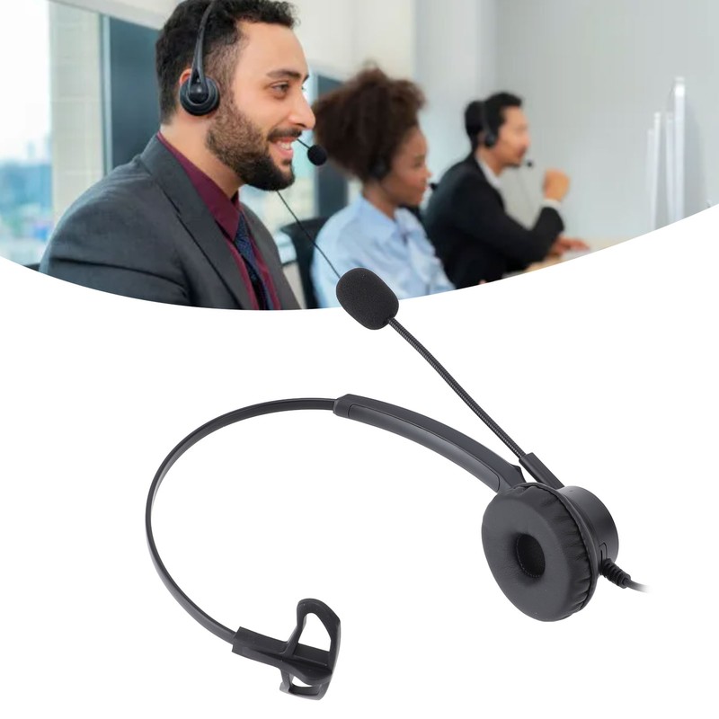 Telephone Headset with Noise Cancelling Microphone Black USB Corded Single