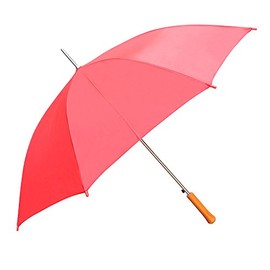 CKB Products Wholesale Rain Umbrella - Red - 48" Across - Rip-Resistant Polyester - Auto Open - Light Strong Metal Shaft and Ribs - Wood Handle