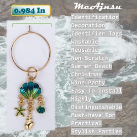 McAjnsu 24Pcs Wine Glass Charms & Markers - Reusable Identifier Tags for Stem Glasses - Funny Non-Scratch Charms for Summer Beach, Christmas & Wine Party