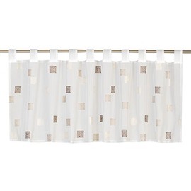 Elbersdrucke Bistro Curtain White Brown 48 x 140 cm