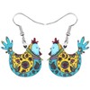 NEWEI - arete de gallina de acrílico con diseño floral