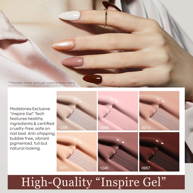 modelones Gel Nail Polish Kit - 6 Colors Popular Nude