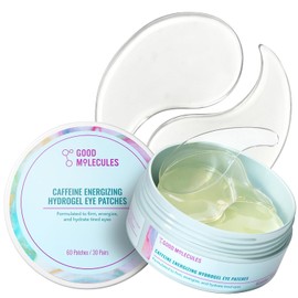 Good Molecules Caffeine Energizing Hydrogel Eye Patches - Hydrogel Mask with Hyaluronic Acid, Peptides, and Aloe to Hydrate, Brighten, and Reduce Puffiness - Pack of 30 Pairs, Cruelty-free, pH 5.7