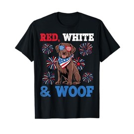 Red White And Woof Labrador Retriever Dog 4th of July T-Shirt for Men Women