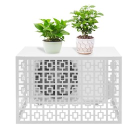 Air Conditioner Fence, 1.5P A/C Units Freestanding Privacy Screen Fence Panels, 39.37" L x 19.69" W x 27.56" H Outdoor 3 Panels Garden Privacy Protective Cover for Bin Garden Privacy Fence (White)