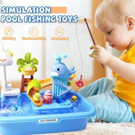LZZAPJ Kids Play Sink with Running Water,Toddler Sink Dishwasher Toy,Water Table Pretend Play for Toddlers Age1-3,Role Play Kitchen Playset,Birthday for Boys Girls 3-5 Years Old (Blue)
