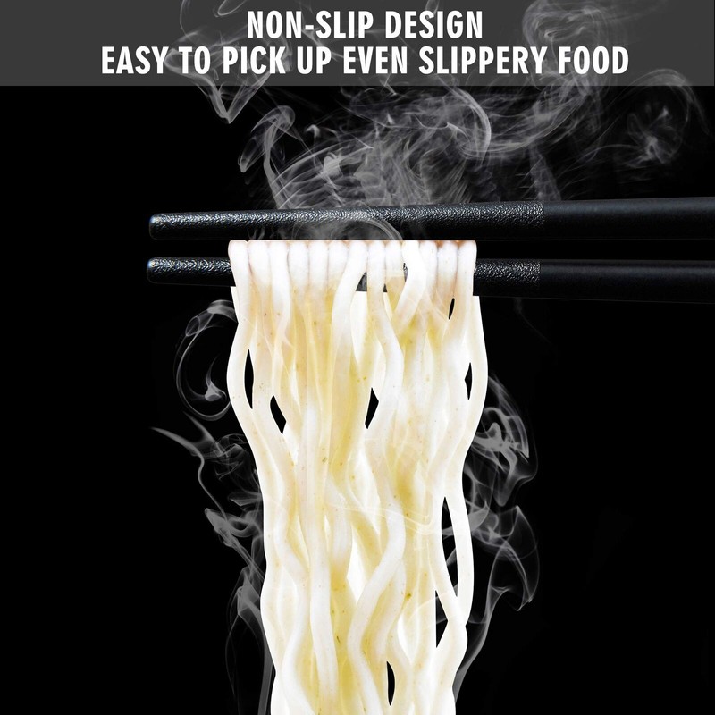 SUPJOYES 5 Pairs Fiberglass Chopsticks - Reusable Chopsticks Dishwasher Safe,...