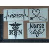 Nurse Decal 4 Pack: Nurse Heartbeat, Heart, Nurse Life, RN