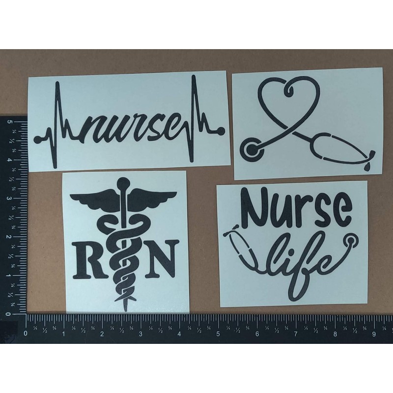 Nurse Decal 4 Pack: Nurse Heartbeat, Heart, Nurse Life, RN