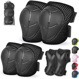Juego de rodilleras y coderas para niños y jóvenes con protector de muñeca 3 en 1 para niños de 3 a 14 años para patineta, esquí, ciclismo, BMX, correr, patinete