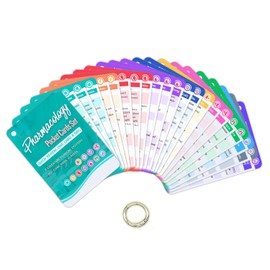 Tarjetas flash de farmacología de enfermería 2025 - Tarjetas de identificación de PVC impermeables y hojas de trucos - Guía de medicamentos de doble cara que cubre más de 80 clases para estudiantes