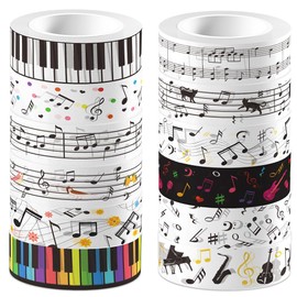 craspire 12 Rolls Music Notes Tape Black White Guitar Piano Music Notes Buttons Rhythm Masking Tapes Decorative Washi Paper Stickers for Scrapbook Diary Birthday Party