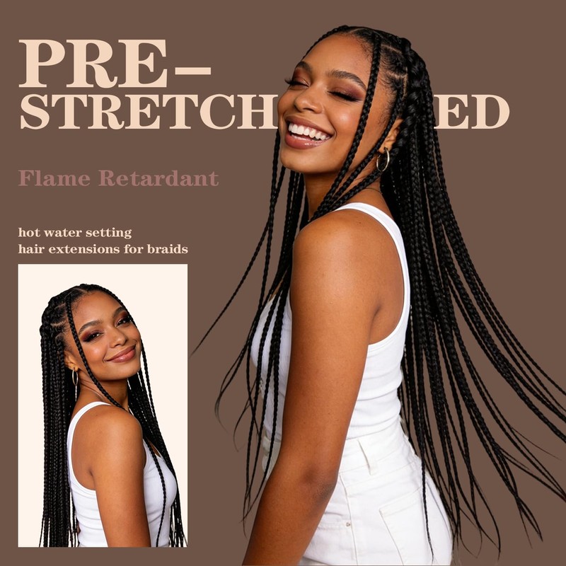 Braiding Hair Pre Stretched 8Packs 24Inch Extensions for Twist or