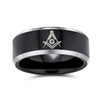 Laser Etched Square & Compass Freemason Masonic Black Titanium Band