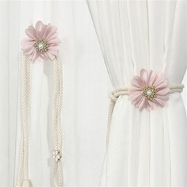 Curtain Ties, Curtain Holders, Curtain Tiebacks, Curtain Tie Backs for Curtains, Flower Curtains, Tieback, Sweet, for Bedroom, Office Decoration (Cream White)