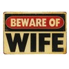 dingleiever-Beware Wife Metal Painting Garage Wall Sticker Antique Decor bar