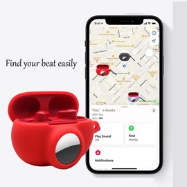 Item Find Case 2 in 1 for Beats Studio Buds 2021 Cover with AirTag Holder, Anti-Lost Shockproof Full Protective Cover with Keychain,Pink