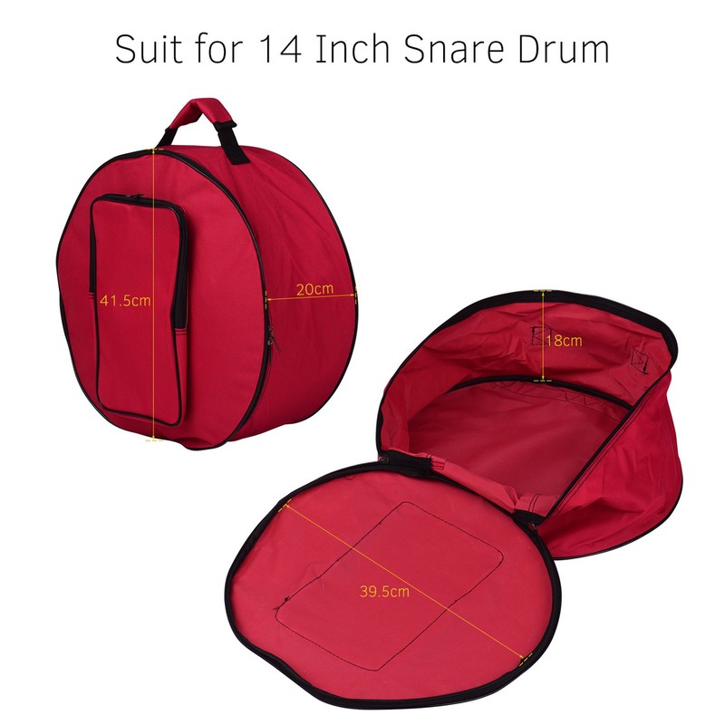 Compact Snare Drum Bag Backpack Case with Shoulder Strap Outside
