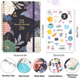 2025-2026 Academic Planner, A5 (6.5" x 8.5") Weekly and Monthly Planner, July 2025 - June 2026, Calendar Planner with Tabs, Inner Pocket for Home School Office Supplies, Blue Flower