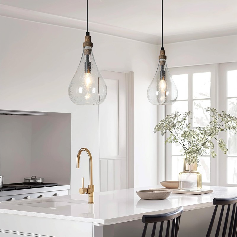 LALUZ Pendant Light Kitchen Island, 1-Light Farmhouse Kitchen Island Lights