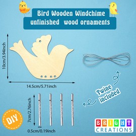 Taiyin Bird Wooden Wind Chime Bird Wind Chime Wood Windchimes Outdoors Decorative Wooden Hanging Wind Chime for Kids Girls Boys Gifts Outdoor Garden Patio Balcony Arts and Crafts (16 Pieces)