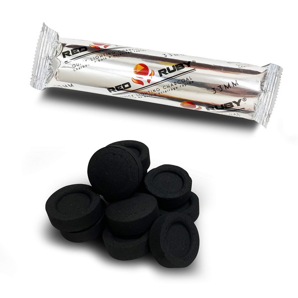 Charcoal Tablets for Incense – Quick Light Coal Tablets – Charcoal Disks – 33 mm Coal Rolls – Pack of 10 Coal Briquettes – Slow Burn - Instant Lighting (Roll of Charcoal Discs)