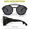 MUDIWRLO Polarized Round Steampunk Sunglasses with Leather Side Double Bridge